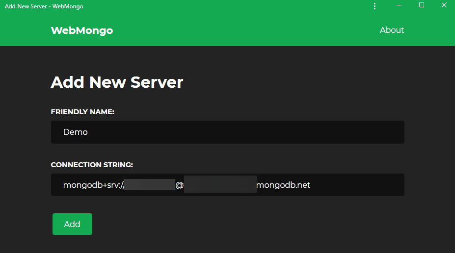 Add Server page