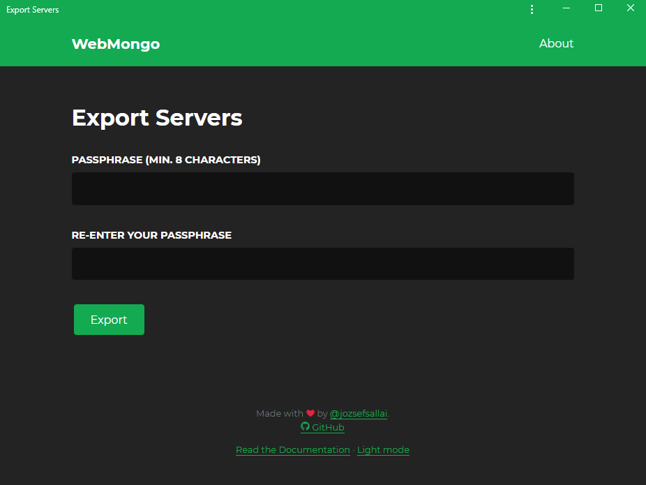 Export page